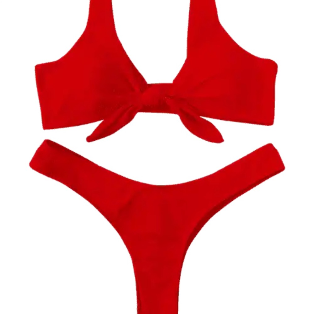 2/$25 Red Knot-Tie Cheeky Bikini 🆕 - Picture 4 of 5